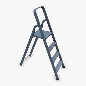 3D model Old Metal Setp Ladder Low-poly PBR