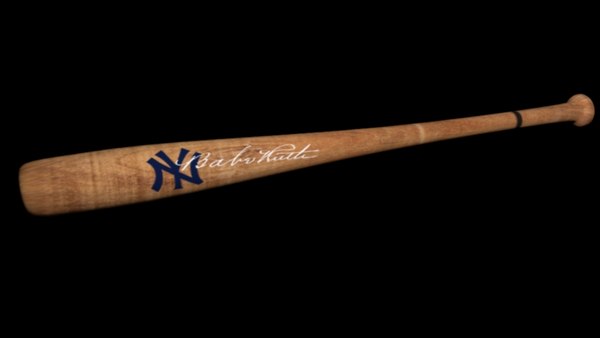 baseball bat signed babe 3d obj