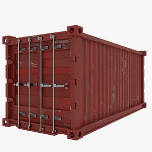 3D Cargo Container Red PBR Textures