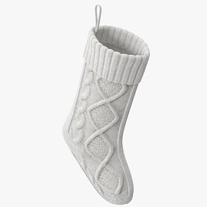 Knitted Christmas Stocking in White
