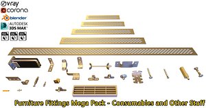 3D Furniture Fittings Mega Pack - Consumables and Other Stuff model