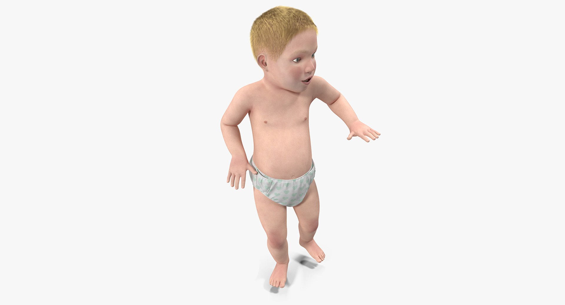 Small Baby Boy with Fur Rigged 3D Model 3D model preview