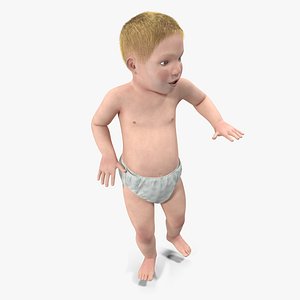 Small Baby Boy with Fur Rigged 3D Model