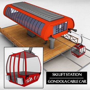 3d obj ski lift station gondola