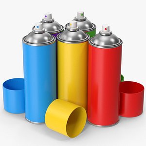 3D Colored Spray Paint Cans