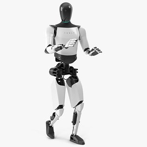 Tesla Optimus Gen 2 Humanoid Robot White Rigged 3D model