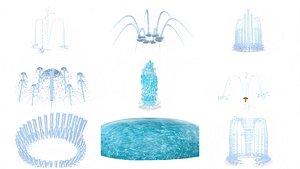 9 Fountain Kit Cinematic Water Features 4K Materials 3D model