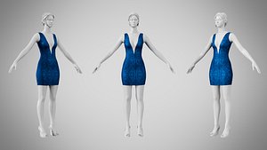 Dress 34 Sapphire Mist Velvet 3D model