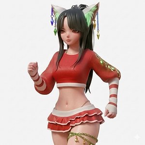 Anime Girl 3D Character Rigged with Animations Stylized Fantasy Female