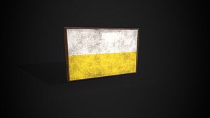 Old Picture Frame With Holy See Flag - Game Ready PBR Low-poly