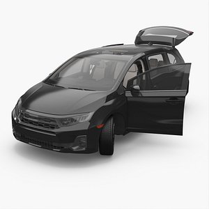 Seven-Seater Passenger MPV 2025 Black Rigged for Cinema 4D