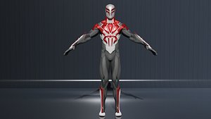 3D Spiderman 2099 White low-poly model