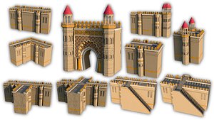 Castle Wall Set 3D model
