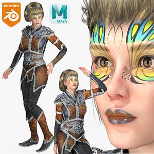 Realistic Rigged Priencess Action Girl-Emma Character 3D Model 3D model