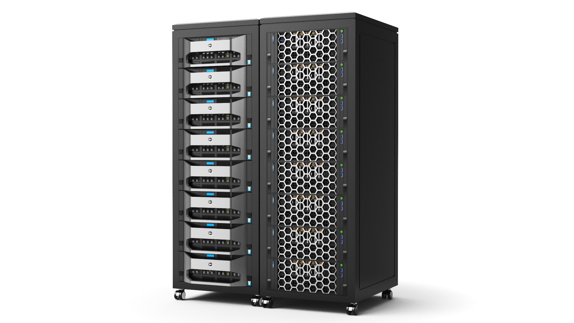 3D Two Detailed Server Racks Model - TurboSquid 2275338