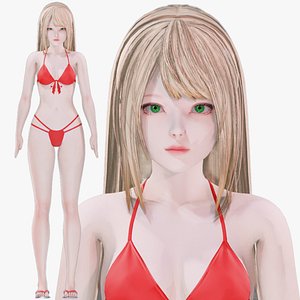 Bikini clothes 0020 - Rig - Unreal - Unity - Blender - Animated - Realistic Female Character 3D model