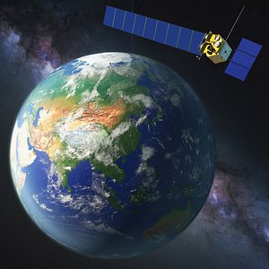 Satellite Weather Forecasting on Orbit Planet Earth 3D model