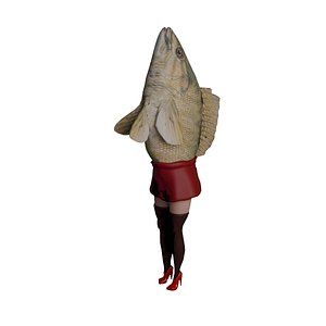 Fish lady reverse mermaid 3D