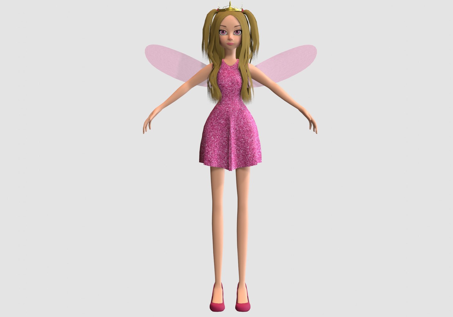 Royalty free 3D model princess fairy girl for download as blend, obj, and f...