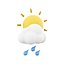 雲と太陽のアイコンが付いた 3D の雨