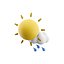 雲と太陽のアイコンが付いた 3D の雨