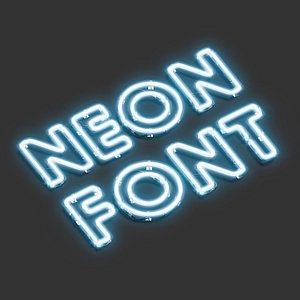 Blue neon capital letters - illuminated led uppercase font