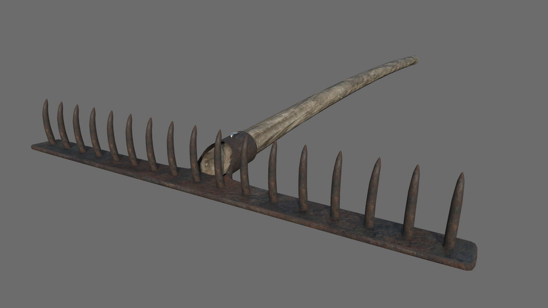 3D Old Metal Rake - TurboSquid 2052258