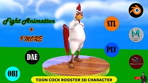 Toon Cock Rooster 3D