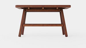 3D Rectangular bench in meranti wood with a seat in rattan