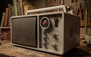 3D Vintage Portable CRT TV PBR Game Ready Low-poly model
