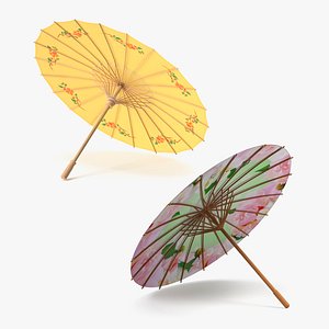 3D Traditional Chinese Paper Umbrellas Collection model