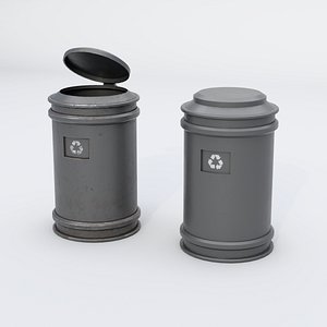 Sci-Fi Industrial Cylindrical Trash Bin - Dirty  Clean Pack