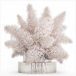 3D model Large Festive Bouquet In A Glass Vase White Lilac 590