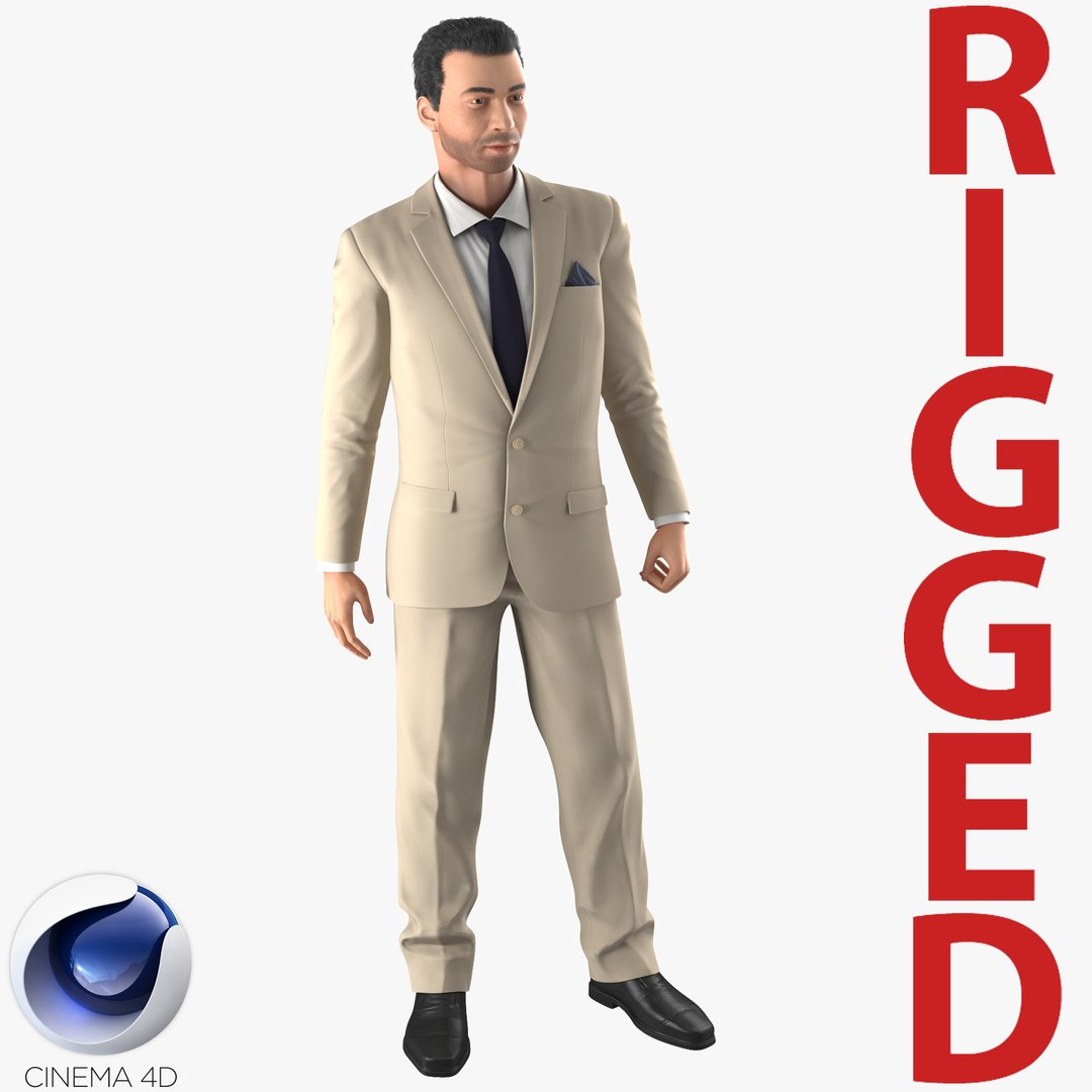 Mediterranean Businessman Rigged 2 for Cinema 4D 3D model preview