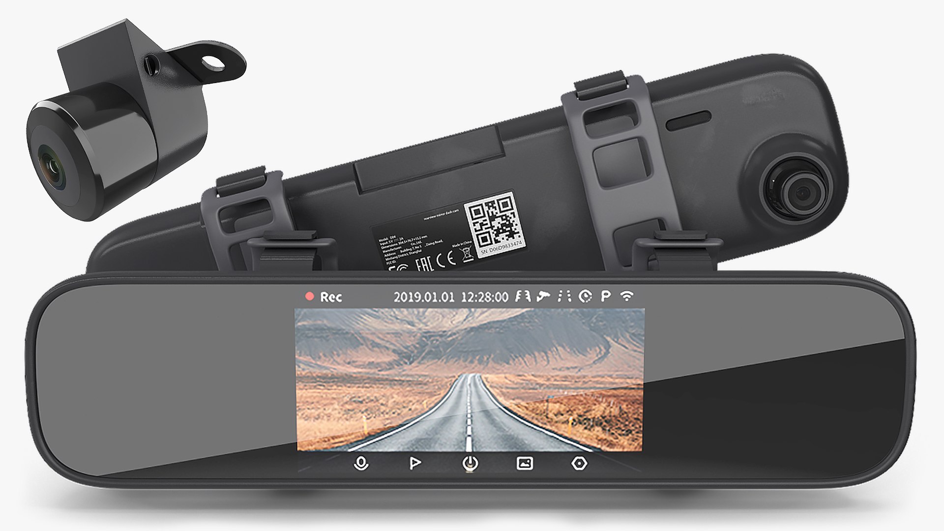 Rearview Mirror Smart Cam with Reverse Camera 3D model preview