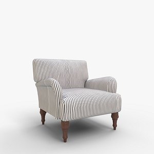 Traditional Accent Chair Denim Linen 3D model
