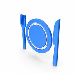 Dinner Plate Symbol Blue 3D model