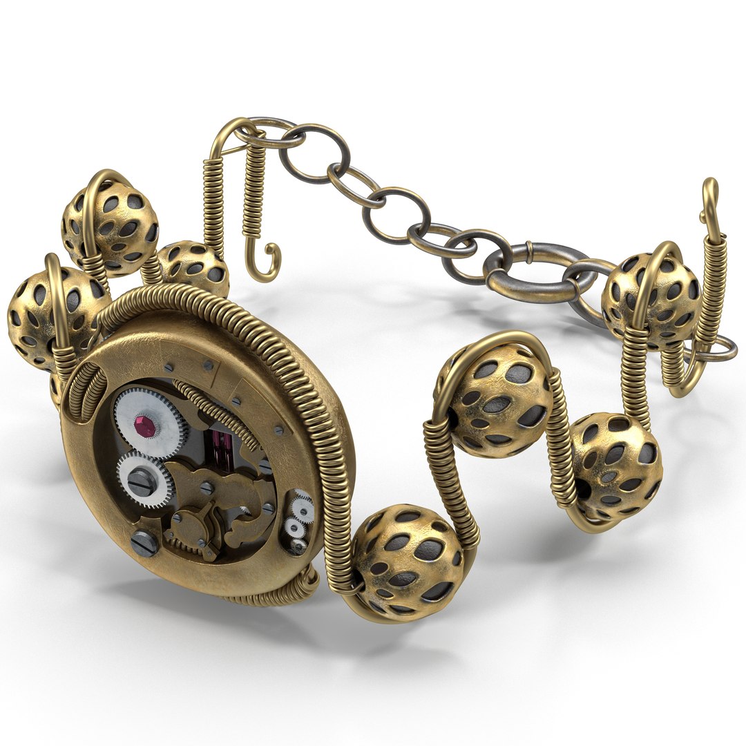Steampunk Jewelry Bracelet 3D Model 3D model preview