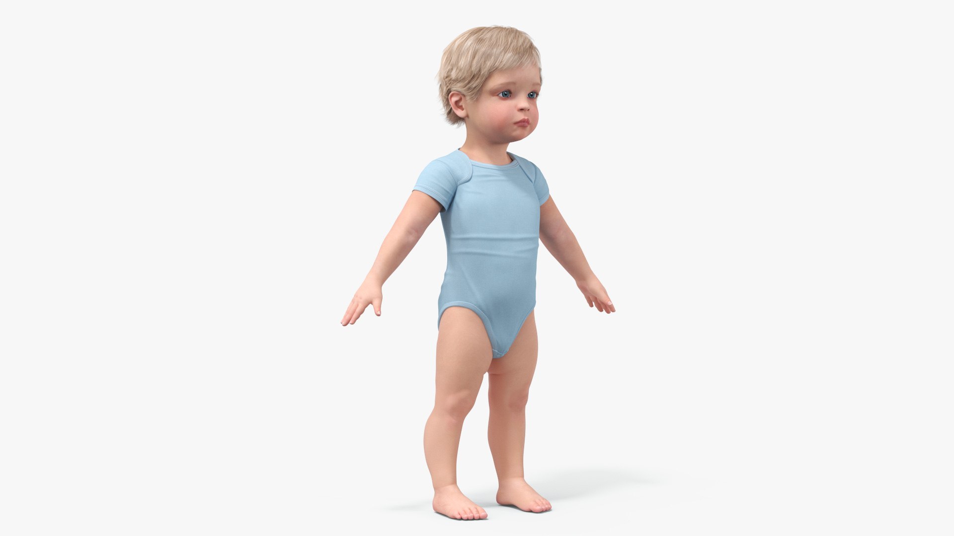 Boy Aged 1 Year in Bodysuit A-Pose 3D model preview