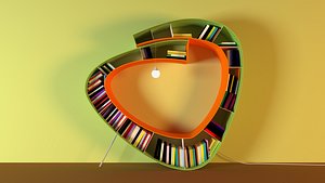 Creative book shelf with lamp 3D model