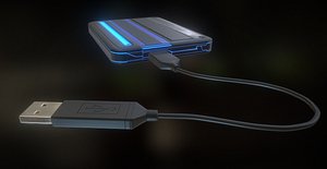3d model external hdd usb cable