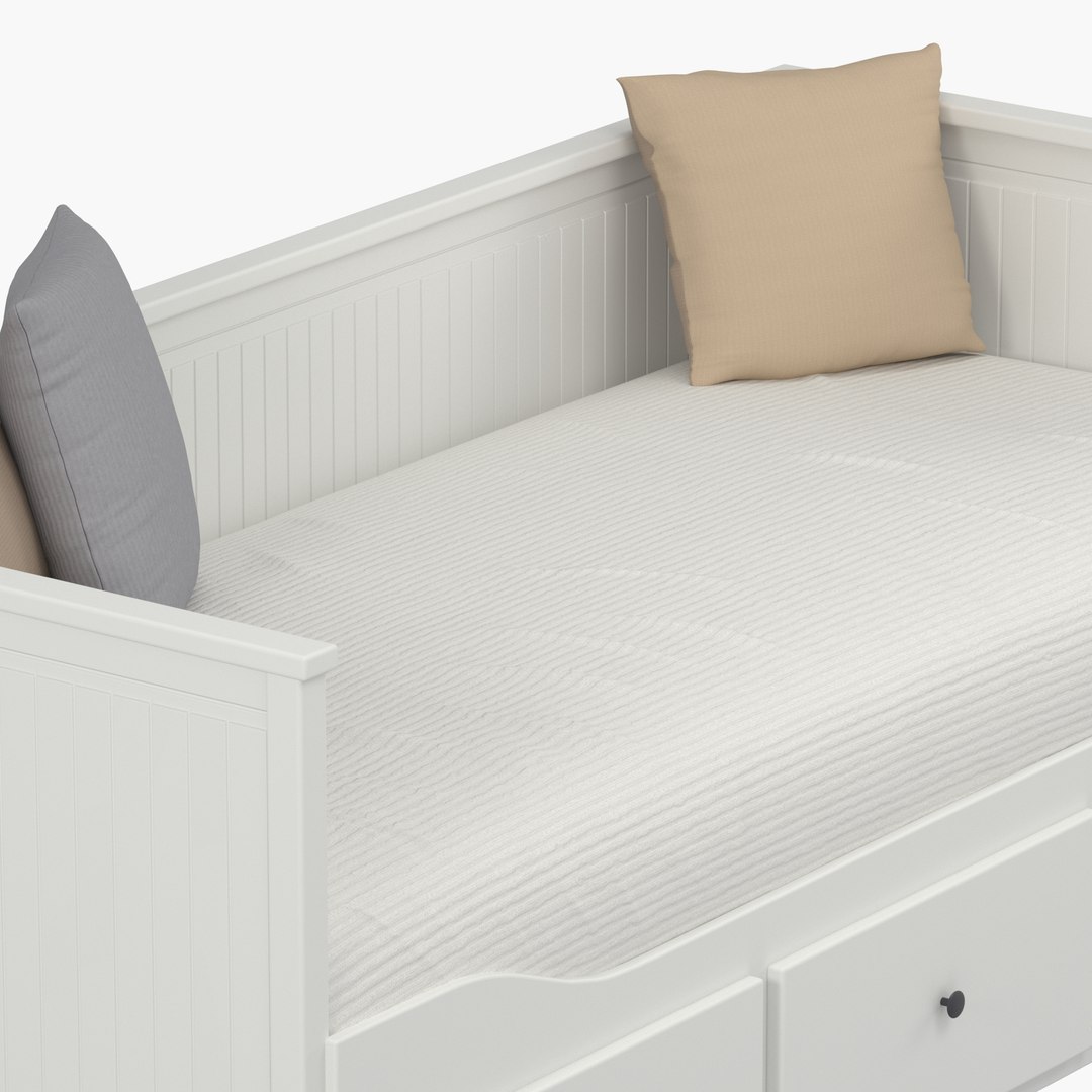 Hemnes Day Bed W 3 Drawers 2 Mattresses White Medium Firm03 Pbr 3d