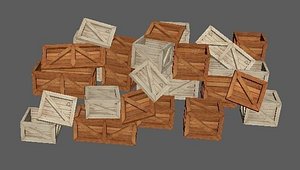 Set of wooden boxes