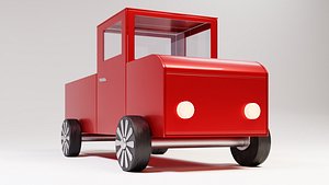 Red retro truck vintage pickup car 3D model