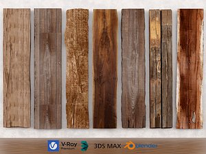 Live Edge Wood Plank Rustic Timber Board Pack 3D