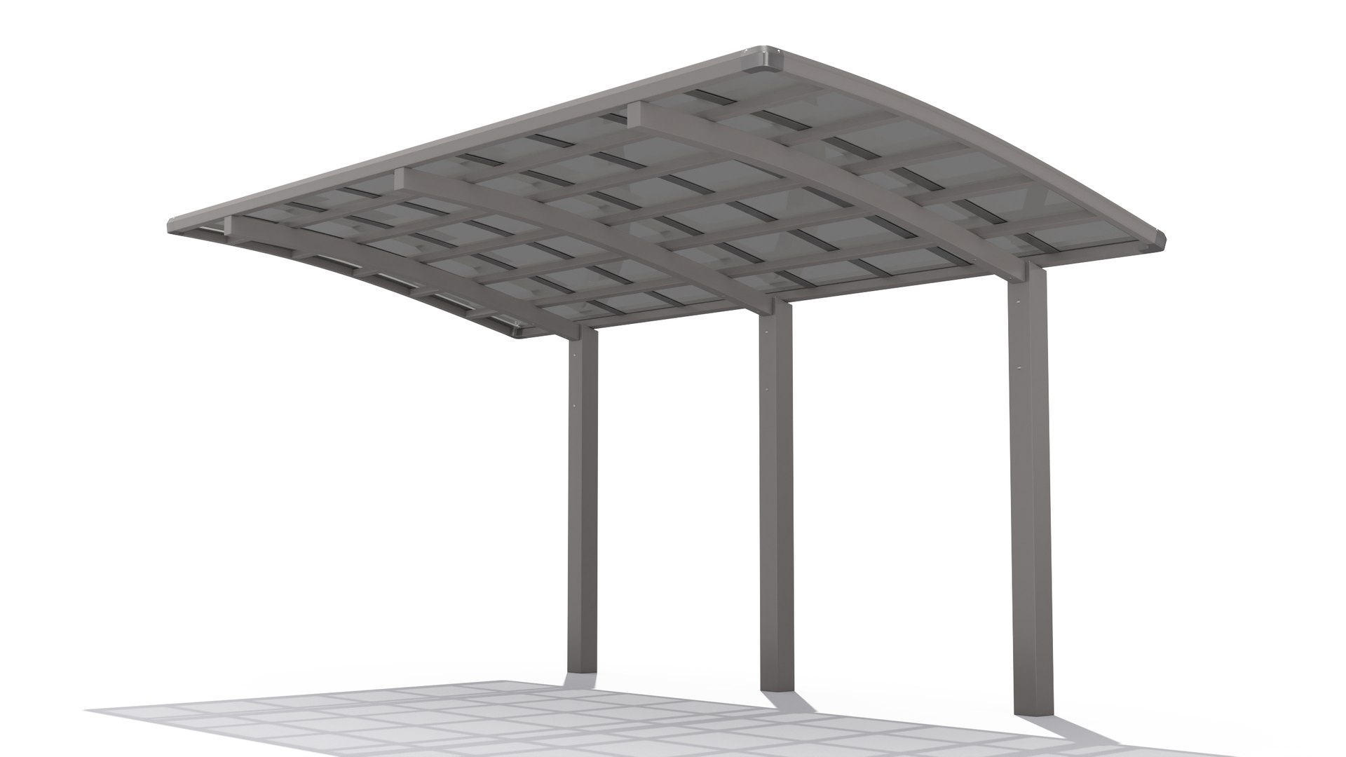 Polycarbonate Car Parking Shed Gray 3D model preview