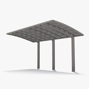 Polycarbonate Car Parking Shed Gray 3D model