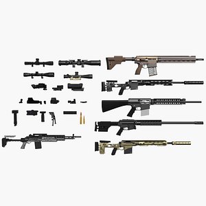 3d model sniper pack rifles