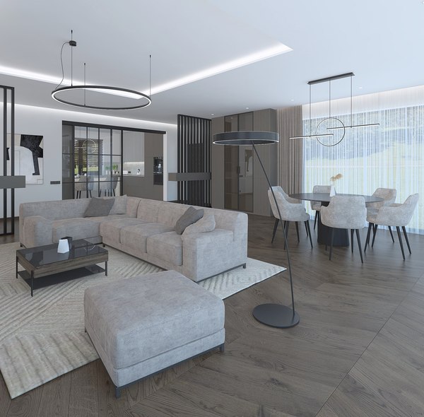 Amazing spacious living room 3D model