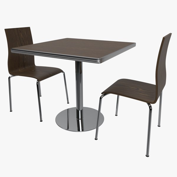 Cafe Table and Chairs Set 3D model